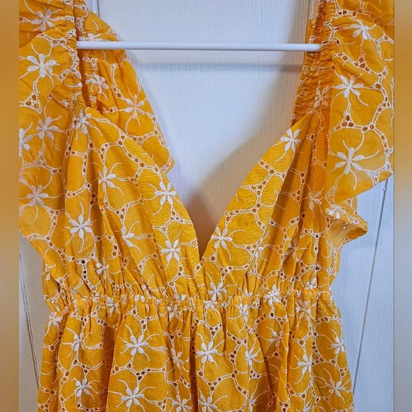 Vici Flying Tomato Lucy Eyelet Flutter Sleeve Bow Back Mini Dress - Picture 3 of 8